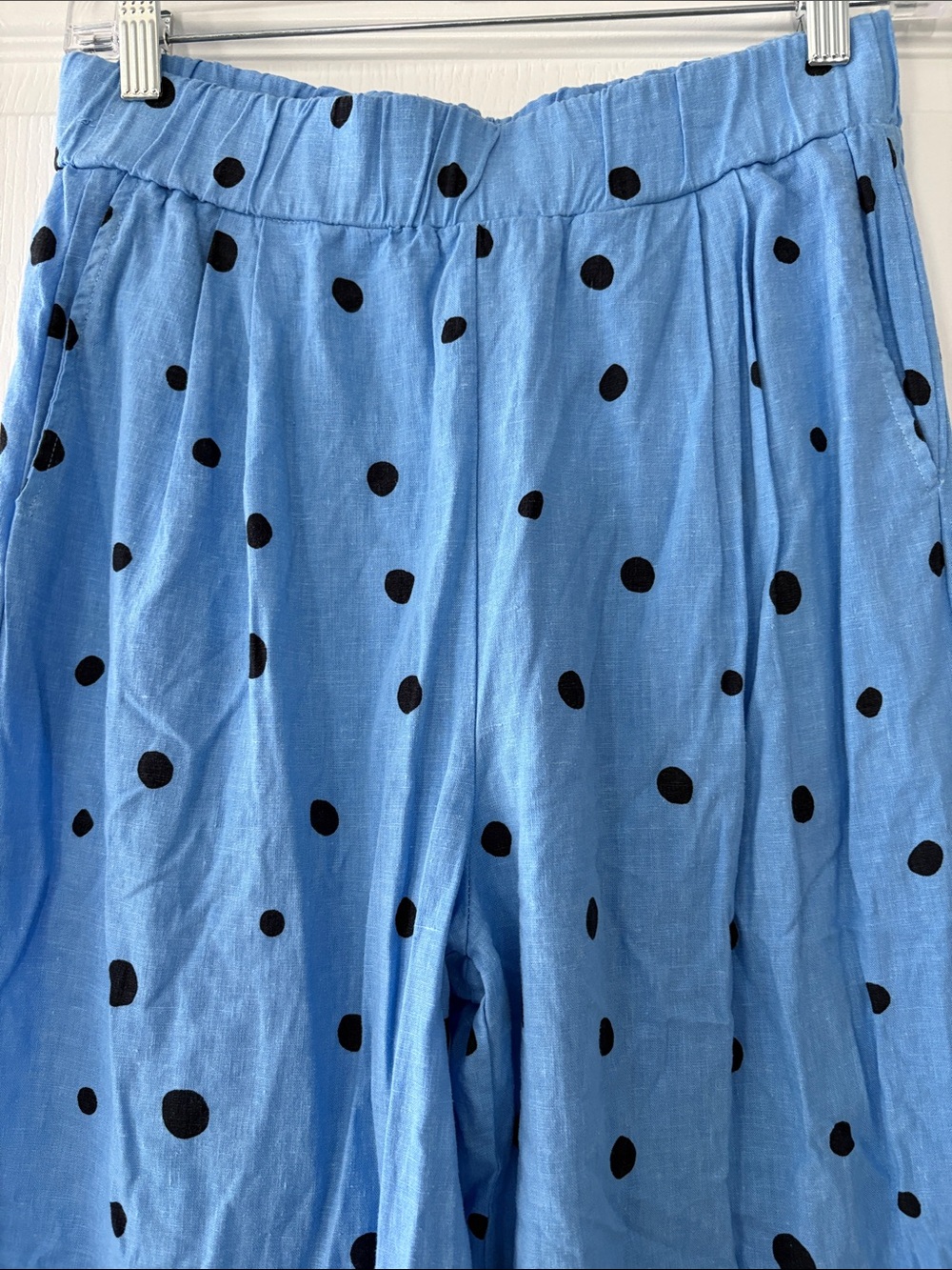Stateside NWOT Light Blue Wide-Leg Pants with Black Polka Dots - Picture 2 of 4